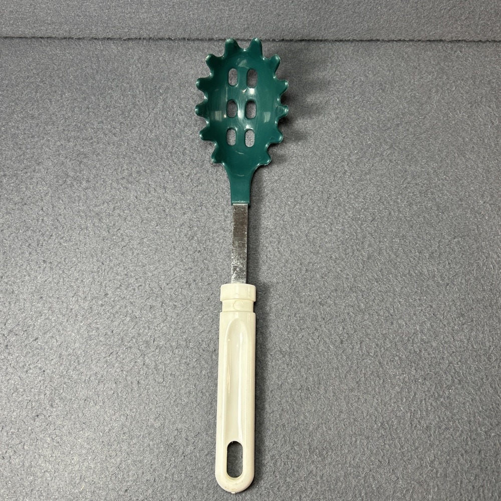 Vintage Green Pasta‎ Serving Spoon Mid-Century Kitchenware